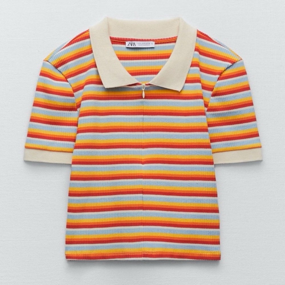 Zara rainbow Striped Crop Top